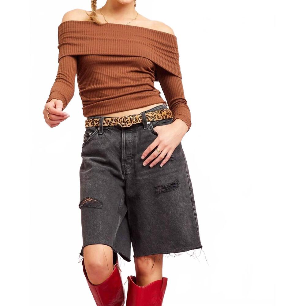 NEW ILLA ILLA root beer float off shoulder top in brown